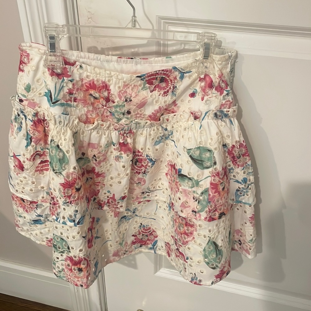 Showpo. White floral ruffle skirt